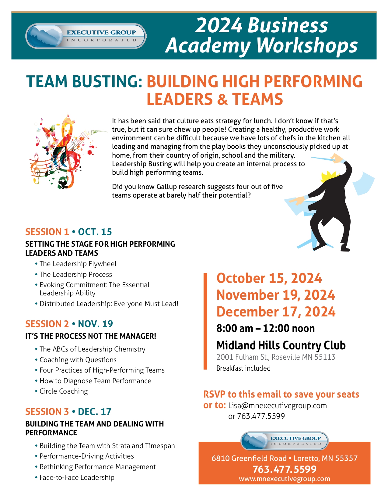 Flyer with information about Team Busting 2024 Workshop